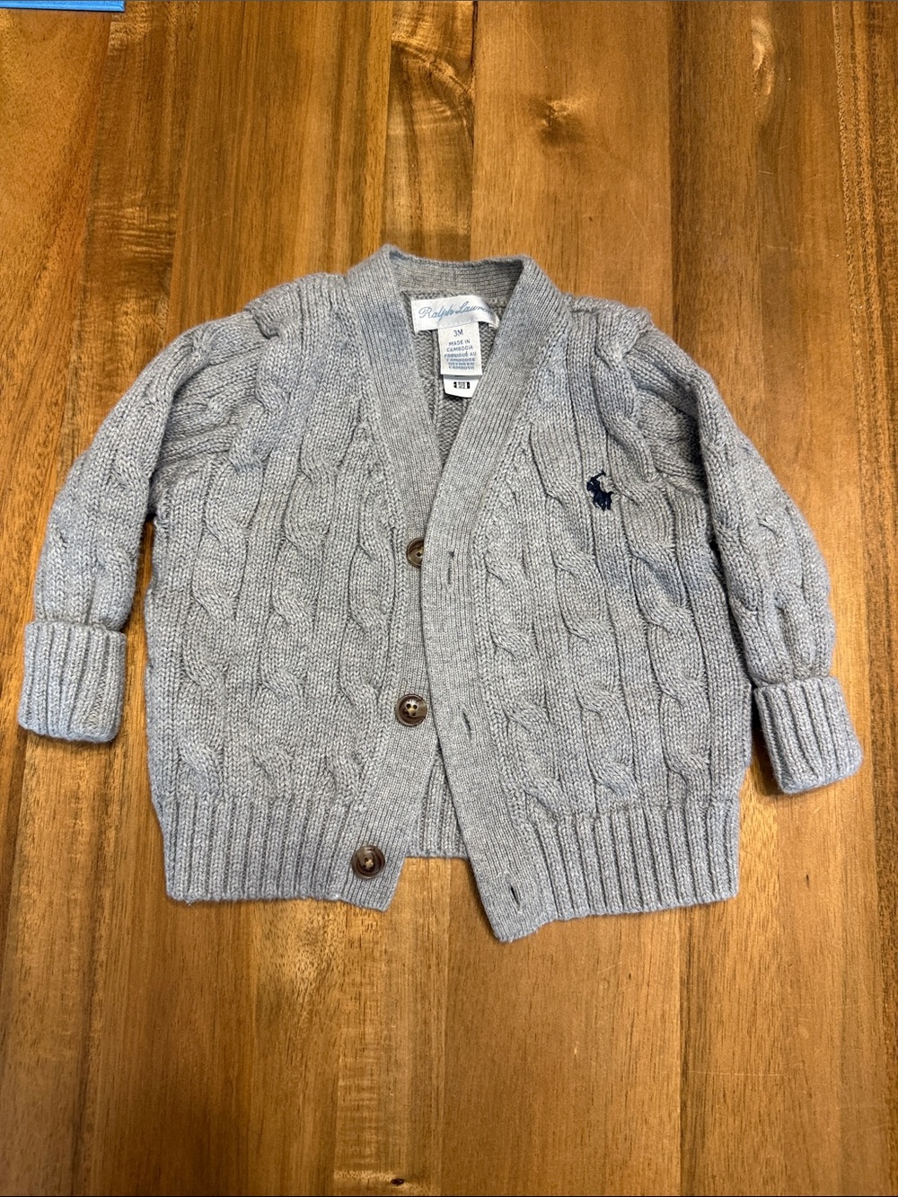 Ralph Lauren Kids Light Gray Cable Knit Cardigan